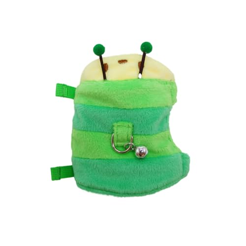 Ferret Harness and Leash Set - Small Animal Soft Fleece Vest with Safe Bell Halloween Outfit Adjustable Traction Rope Outdoor Walking Training Leash for Ferret Rat Bearded Dragon Kitten (Green) - color: Green