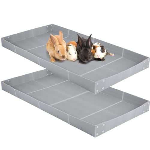Wenqik 2 Pcs Guinea Pig Cage Liner Corrugated Plastic Cage Liner Base 2 x 4 Panel Size for Small Animals Hedgehogs Rabbits Tray, 55 x 27 Inch (Grey) - color: Grey