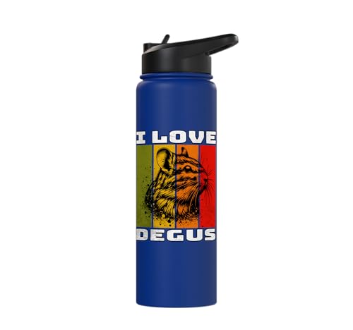 Degu Retro Degu I Love Degu Stainless Steel Insulated Water Bottle - color: Royal Blue