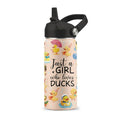 Duck Gifts, 16 oz Water Bottle with Straw Lid, Stainless Steel Insulated Water Bottle, Cute Duck Cup Gifts for Birthday Chritmas (1pcs) - color: Duck