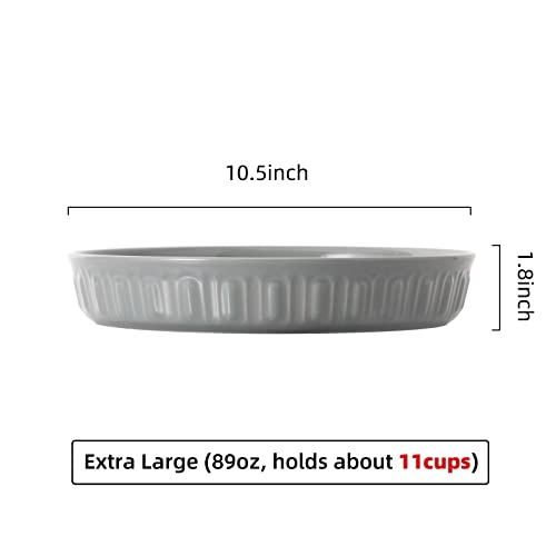 Shallow Dog Bowls, 10.5" Ceramic Large Food Plate for Small, Medium and Large Breeds, Non-Slip, Flat and Wide, Dishwasher Safe, Suitable for Dogs and Cats (Grey) - color: Grey, size: 10.5 inch