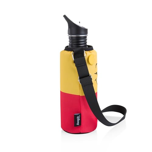 Picnic TIME Disney Shorts Bottle Cooler Tote, Insulated Water Bottle Holder with Adjustable Shoulder Strap for Travel Picnic Theme Parks, Fits 20 to 26 oz Bottles - color: Disney Winnie the Pooh - Red & Yellow