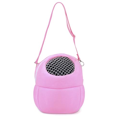 Litewoo Sugar Glider Carrier Travel Bag, Breathable Portable Pouch (Pink) | 8.7x10.6in, adjustable shoulder strap, cross-body carry, warm plush, breathable mesh top, for small animal/hamster/guinea pig - color: pink