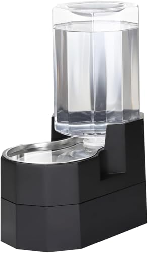 Sfozstra 7L Raised Dog Water Dispenser: Comfortable Drinking | Gravity Water Dispenser/Better Drinking Posture/Medium Dogs/304 Stainless Steel Bowl/Spill Resistant Base/Dishwasher Safe - color: Black, size: 7L Raised