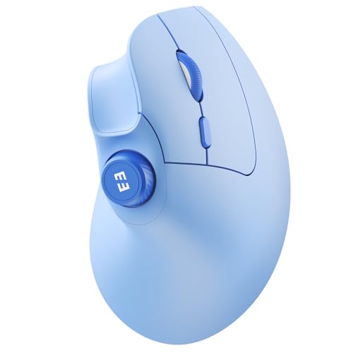 seenda MOU-302 Wireless Bluetooth Ergonomic Vertical Mouse with Volume Knob | Rechargeable 3-device mice for small/medium hands with quiet clicks, 1000/1600/2400 DPI for PC, laptop, MacBook, Light Blue - color: Light Blue