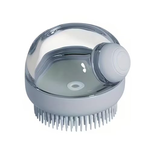 Pet Brushes for Dogs & Cats – Silicone Bristle Grooming Massage Brush with Soap Dispenser, Perfect Dog Bath Brush for Long and Short Haired Pets,Grey - color: grey