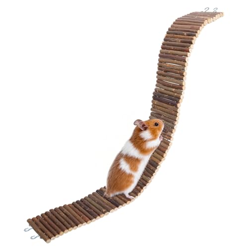 Gvhntk Hamster Wooden Suspension Bridge Rat Climbing Bendable Wooden Ladder Small Animals Arch Bridge Toys for Hamsters Mouse Rat Chipmunk Pig Gerbils Mice Other Small Rodents Animals(25.6L x 2.8W)