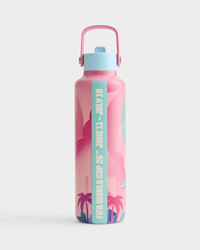 Drib 24oz Insulated Water Bottle, FIFA World Cup 2026 Edition – Performance Stainless Steel Insulated Bottle with Quiet Leak-Proof Straw Lid (Miami - City Poster) - color: Miami - City Poster