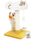 Tall Cat Scratching Post with Large Bed, Thick Posts with Toys | 28" Tall For Large Cats, Easy To Clean, Cloud-Shaped Soft Perch, Removeable Cover, Stable Cat Stand, Bonus Catnip - size: 28" with Scratching Post