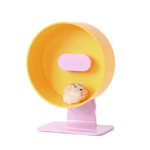 Silent Hamster Wheel 8.7 Inch Dual-Bearings Small Animals Quiet Running Exercise Wheels, Height Adjustable for Dwarf Hamsters, Gerbils, Mice, Hedgehog, or Other Small Pets,Passionfruit Yellow - color: Passionfruit Yellow, size: 8.7inch