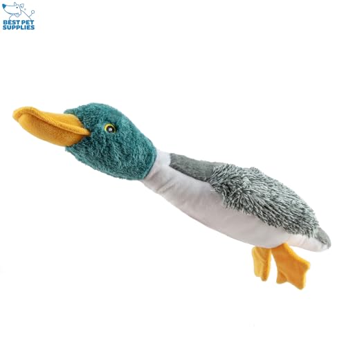 Best Pet Supplies Interactive Squeaky Dog Chew Toy, Ideal Dog Toys for Chewers, Small, Medium & Large Dogs, and Fetch Lovers - Mallard Duck (Gray, Gray, Brown), Small - color: Mallard Duck (Gray, Gray, Brown), size: Small