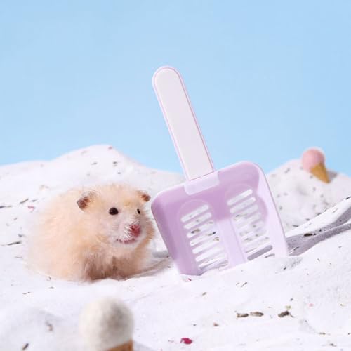 MiOYOOW Hamster Litter Scoop, Plastic Sand Shovel Small Animal Mesh Scooper for Guinea Pig Hamsters Gerbils Small Animals - color: light pink