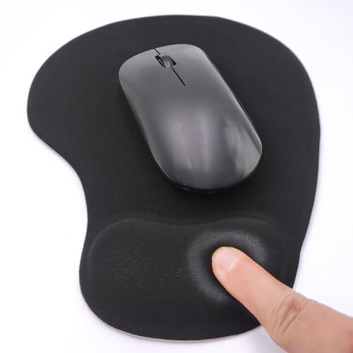 Ergonomic Mouse Pad with Wrist Rest, Gel Wrist Support Mousepad, Pain Relief Laptop Computer Mouse Pad, Non-Slip Mouse Pads for Office & Home (Black, 9.5 x 8.3 in) - color: Black