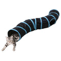 Pet Cat Tunnel, S-Shaped Tunnels for Indoor Cats, Collapsible Pet Tunnel for Kitten, Puppy, Rabbit, 25cm-Wide Tunnels, Durable & Breathable, with Peek Hole Toy Ball - color: S-Shaped Tunnel & Black/Blue