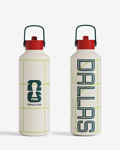 Drib 24oz Insulated Water Bottle, FIFA World Cup 2026 Edition – Performance Stainless Steel Insulated Bottle with Quiet Leak-Proof Straw Lid (Dallas - City Touch) - color: Dallas - City Touch