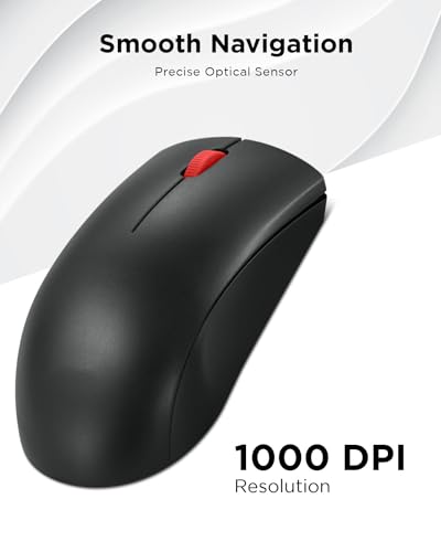 Lenovo Wireless Mouse (WL150) - 2.4G Nano USB-A Ambidextrous Ergonomic Mouse – 3-Million Clicks, 1,000 DPI – Portable Compact Cordless Design - Computer & Laptop Accessories - color: WL150
