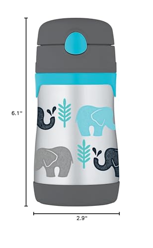 Thermos Baby 10 oz. Stainless Steel Bottle with pop-up straw, Elephants - color: Elephants, size: 10 Ounces
