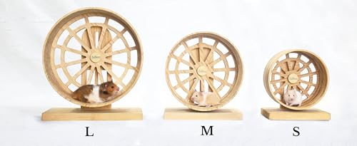 9" Silent Wooden Hamster Wheel - Bamboo Exercise Wheel, Small Pets - size: M