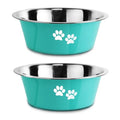 Stainless Steel Dog Bowls, Nonslip Rubber Bottom No Spill Proof Skid Metal Insulated Dog Bowls for Large Medium Small Breed Dogs (Green, 8.5 Cups/71 OZ) - color: Green, size: 8.5 Cups/71 OZ