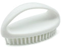 GKETN Small Scrub Brush with Stiff Nylon Bristles Heavy Duty Cleaning Brush | Good for Household Use, Like Bathroom, Kitchen, Grout, Tiles - Teardrop Handle & Hangable Design, Easy Scrubbing - White - color: White