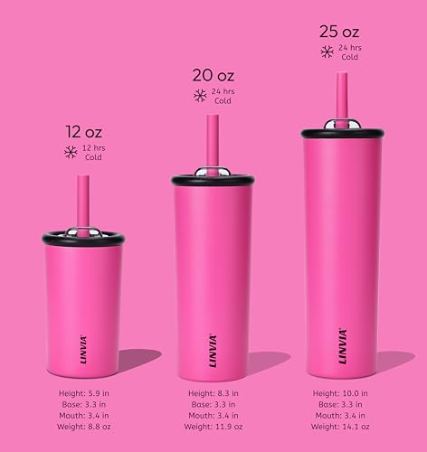 12 oz Candy Tumbler, Insulated Water Bottle with Straw Lid | Double Wall Stainless Steel, 2-in-1 Lid, Flexible Straw, Cup Holder Friendly, Dishwasher Safe, BPA Free, Hot Pink - color: Hot Pink, size: 12 Ounces
