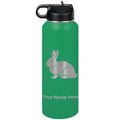 LaserGram Personalized 40oz Water Bottle, Rabbit (Green) | Engraved Gift, Vacuum Insulated Stainless Steel, Flip-Top Straw Lid, Laser Engraved With Your Name - color: Green, size: 40 Ounces