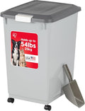 IRIS USA Dog Food Storage Container, Up to 54 lbs, Gray/Dark Gray | Made in USA, Comes with Wheels & 2-Cup Scoop, Airtight Seal, BPA-Free, Bird Seed, Cat food, Cat Litter, Treats, Pellets - color: Gray/Dark Gray, size: 54 lbs