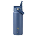 KEWIXY 18 oz Water Bottle with Straw, Easy Slide Lid, Leak Proof, Keep Cold 24H, Vacuum Insulated, Metal Stainless Steel with Handle for School, Blue - color: Blue, size: 18 Ounces