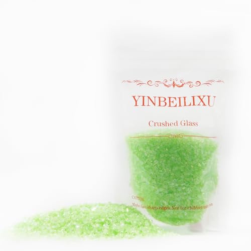 Crushed Glass Glitter, Broken Stones Shattered Glass Chips for Resin Art Crafts, Epoxy Resin Supplies, Geod Painting, DIY Art Projects, Jewelry Making, 2-4mm, 200g/7oz (Apple Green) - color: Apple Green