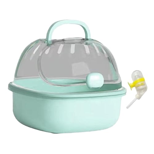 Hamster Travel Carrier Cage with Water Bottle Portable Mice Travel Case Clear Small Animal Carry Case for Chinchilla Hedgehog, Blue