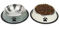 Stainless Steel Dog Bowls, Food and Water Non Slip Anti Skid Stackable Pet Puppy Dishes for Small, Medium and Large Dogs (2 Pack) - color: White & Grey, size: ¾ Cup/7 oz