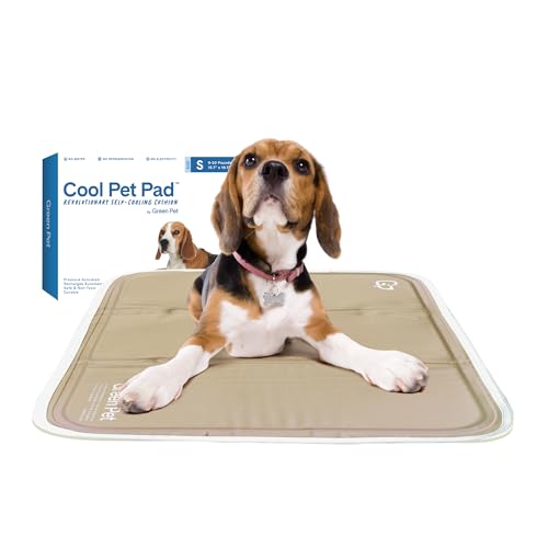 The Green Pet Shop Cool Pet Pad - Small, Iced Latte - Self-Cooling, Pressure Activated Mat for Dogs & Cats from 9-20 lbs - Non-Toxic Gel, No Water Needed - color: Latte, size: Small