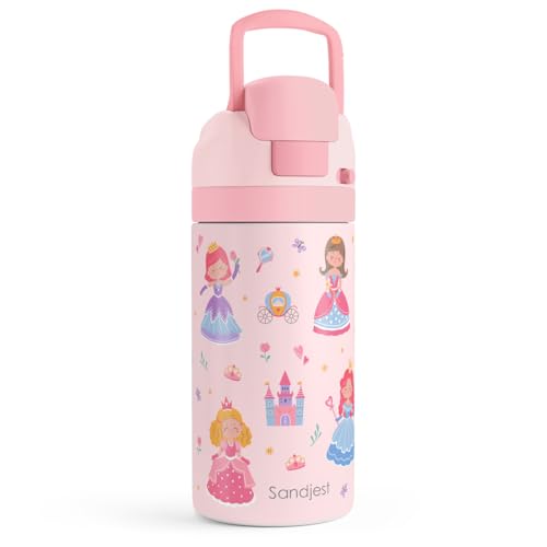 Princess Kids Insulated Stainless Steel Water Bottle 16 Oz, Travel Tumbler for School, Sports for Girls, Birthday, Back To School - color: Princess