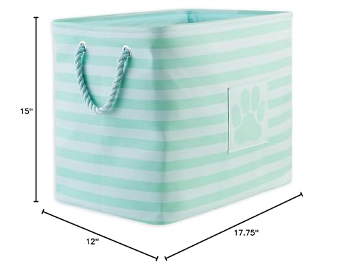 Bone Dry Pet Storage Collection Striped Paw Patch Bin, Aqua, Large Rectangle - color: Aqua, size: Large Rectangle