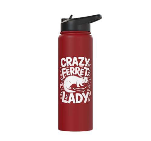 Crazy Ferret Owner Women Ferrets Stainless Steel Insulated Water Bottle - color: Red