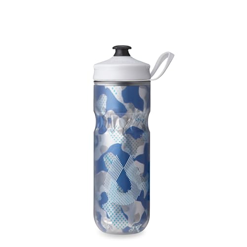 HydraPak Polar Sport Insulated Water Bottle (20oz, Contender Blue) | High Flow, BPA Free, Tri-Layer Insulation, Leakproof, Dash Handle, Easy Squeeze, Self-Sealing Cap, for Sports - color: Contender Blue, style: 20oz/600ml