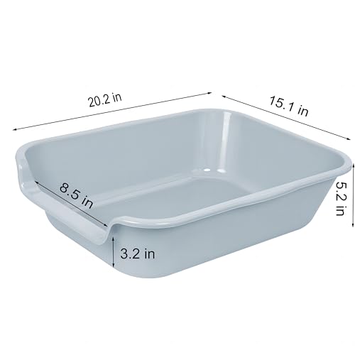 Extra Large Low Entry ABS Cat Litter Box, Grey, 20" L x 15.5" W, 1 Pack | Durable low entry litter box, non-stick, odor-free, ideal for seniors, kittens, rabbits, large cats and multi-pet homes. - color: Light Gray, size: Small (Pack of 2)