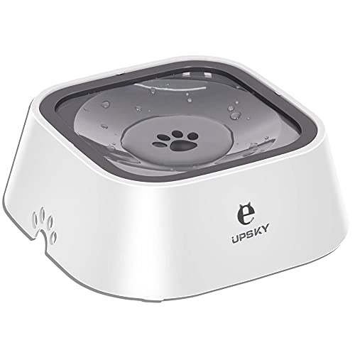 UPSKY 35oz No-Spill Pet Water Bowl, Slow Water Feeder for Dogs and Cats | Splash-Proof Bowls, Slow Drinking Pet Dish, Easy-Clean Dishwasher Safe, Portable For Travel - color: Grey