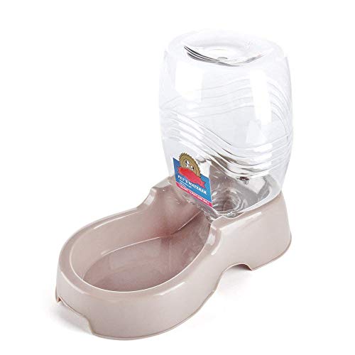 Flexzion Gravity Pet Water Dispenser for Cats & Small Dogs, 1/4 Gal Beige | Automatic Cat and Dog Waterer with 900 Ml Reservoir, Non-Skid Feet, Recessed Carry Handle, and Easy-Clean Pp Bowl - color: Beige, size: 0.9 L