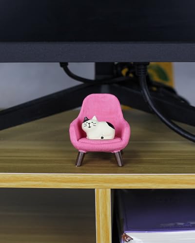 Mevodeata Cute Mini Cat Figurine with Small Sofa Resin Cat Figure for Office Home Decor - Cute Cat Gift for Cat Lovers (Pink Sofa) - color: Little Cat-pink