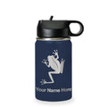 LaserGram Personalized 12oz Water Bottle, Tree Frog (Navy Blue) | Engraved Gift, Vacuum Insulated Stainless Steel, Flip-Top Straw Lid, Laser Engraved With Your Name - color: Navy Blue, size: 12 Ounces