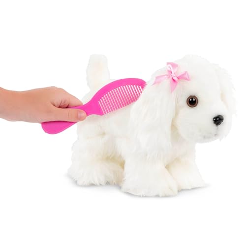 Pucci Pals Plush Puppy Dog Carrier Set, Maltese Pink Polka Dot, Pet | 3 piece set with 8 inch stuffed dog, comb, and pink polka dot pet carrier purse with mesh front for pretend play, 2+ Years - style: Maltese - Pink Polka Dot Bag