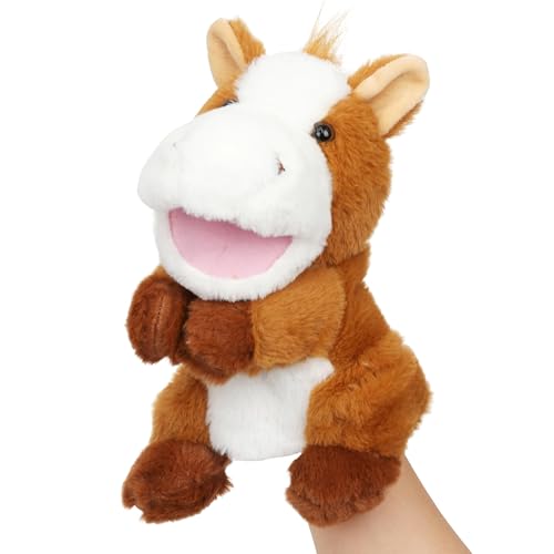 Easfan Horse Hand Puppet with Movable Mouth Plush Toy Gift for Kids 10" | Interactive storytelling, cute stuffed animal, creativity imagination, easter christmas birthday holiday gift, for toddlers - style: Horse