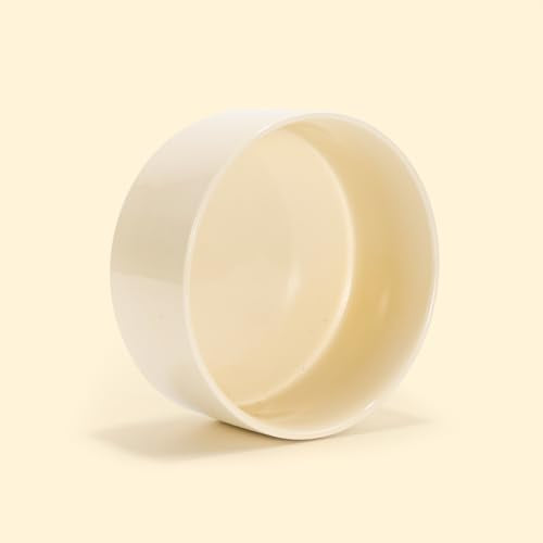 SPUNKYJUNKY 13.5OZ Ceramic Dog and Cat Bowl, Modern Cute Weighted Food Water Bowl for Replacement Beige (1 Pack) - color: Beige, size: 1.7 CUPS