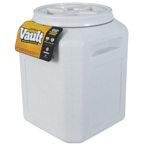 Vittles Vault Traditional Pet Food Storage Container For Dog Kibbles/Bird Seed/Oatmeal/Rice/Flour/Cereal, BPA Free Plastic, Sealed Airtight For Cat Food, Up To 50 lb, Made in USA, With Scoop, Gray - size: 50 Pounds