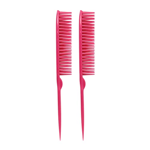 Allegro Combs 60 Parting Three Row Combs Salon Hairstylist Hairdresser Detangle Combs For Natural Hair And Wigs For Curly Hair Made In The Usa 2 Pcs. (Pink) - color: Pink
