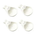 Rabbit Ceramic Soy Sauce Dishes - Set of 4 Cute Mini Dipping Bowls for Home Gift Sushi, Miso, and Side Dishes, Durable and Dishwasher Safe Appetizer Plates