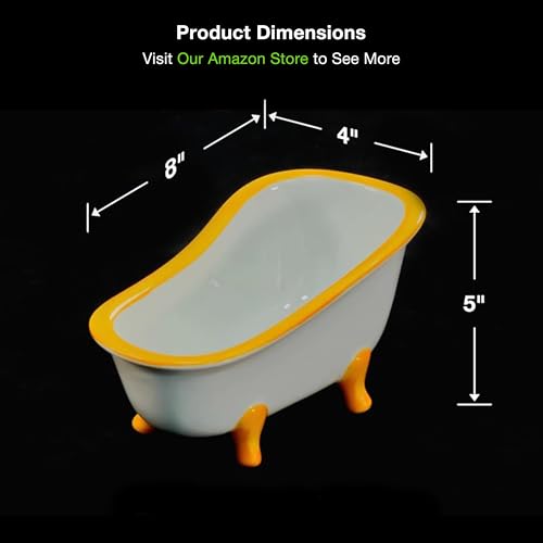 GuineaLoft™ Small Pet Bathtub – Generously-Sized Ceramic Bathtub | For Birds' Water Baths or Hamsters' Sand Baths, Also Works as a Food Bowl – Visit the GuineaLoft Store for More