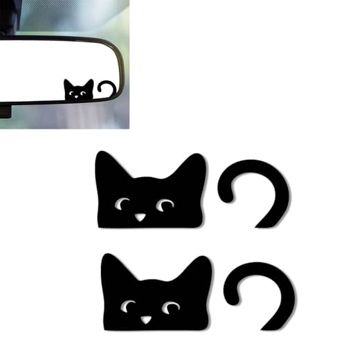 2Pcs Cat Vinyl Sticker and Decal Car Rearview Mirrors Window Decor | Cat Car Accessories Cute Stickers for Bathroom Decal,Computers,Water Bottle Decal Cat Mom Gifts for Women,Men,Pet Lover - color: Cat