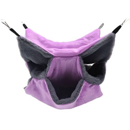 LYART Sugar Glider Pouch Hammock Bed Bedding, Sugar Glider Cage Accessories Toys for Rat, 3-Layer Hammock Make Pet Cages More Three-Dimensional (5.Purple) - color: 5.Purple
